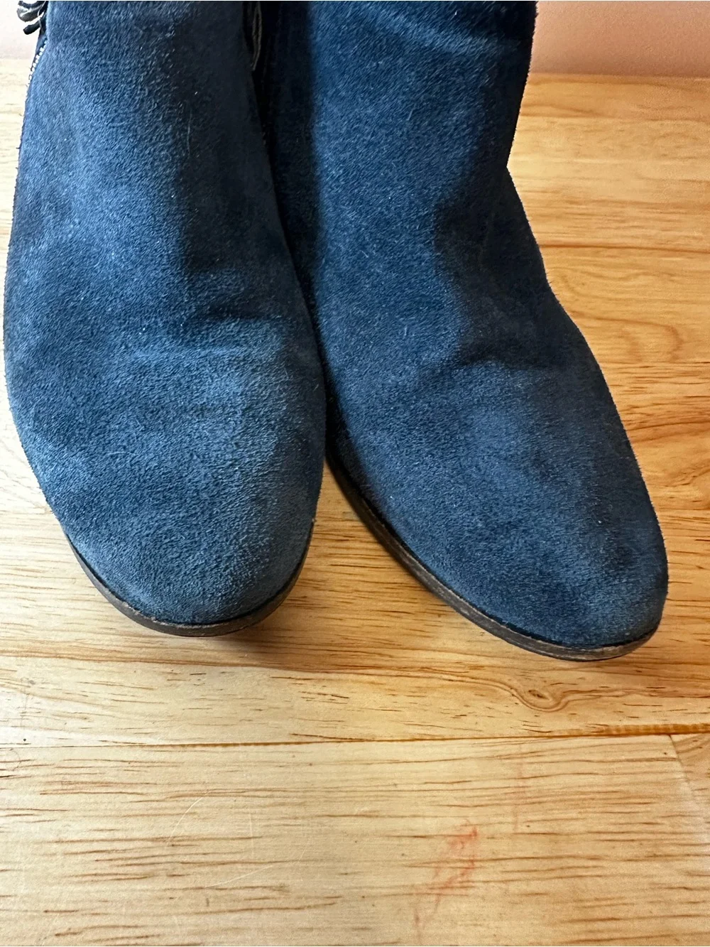 Vince Camuto Blue Suede Ankle Booties with Side Zipper